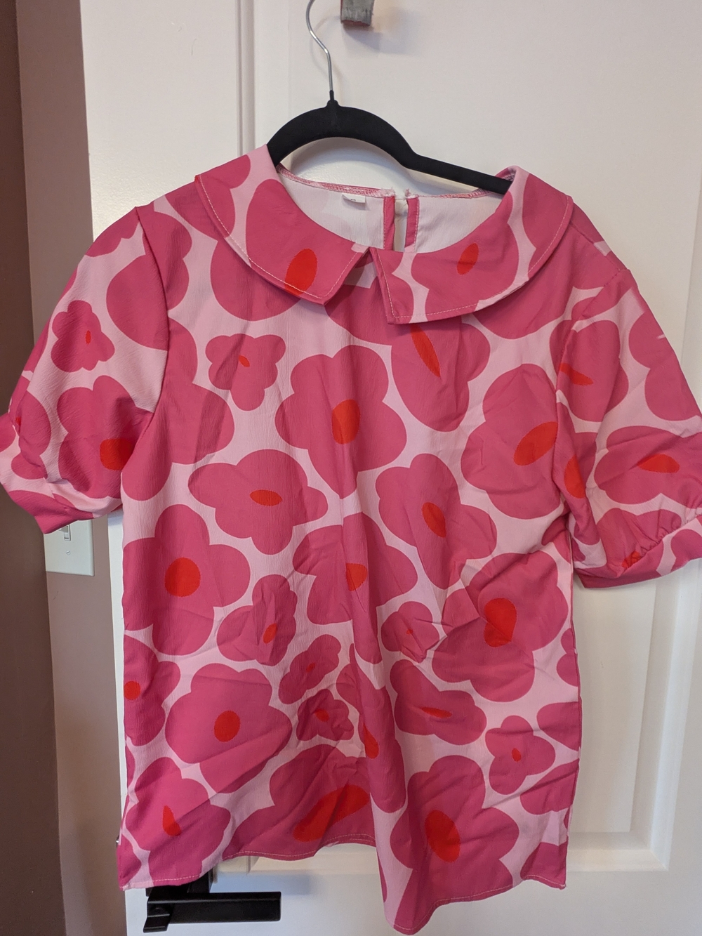 Pink Floral Peter Pan Collar Kids Top